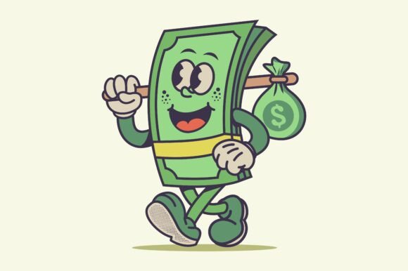 Retro Money Mascot Cartoon Svg Design Review